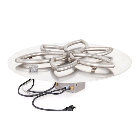 The Outdoor Plus 24 Round Flat Pan & 18 Lotus Stainless Steel Burner, Spark Ignition with Flame Sense, Natural Gas OPT-FRLB24FSEN-NG